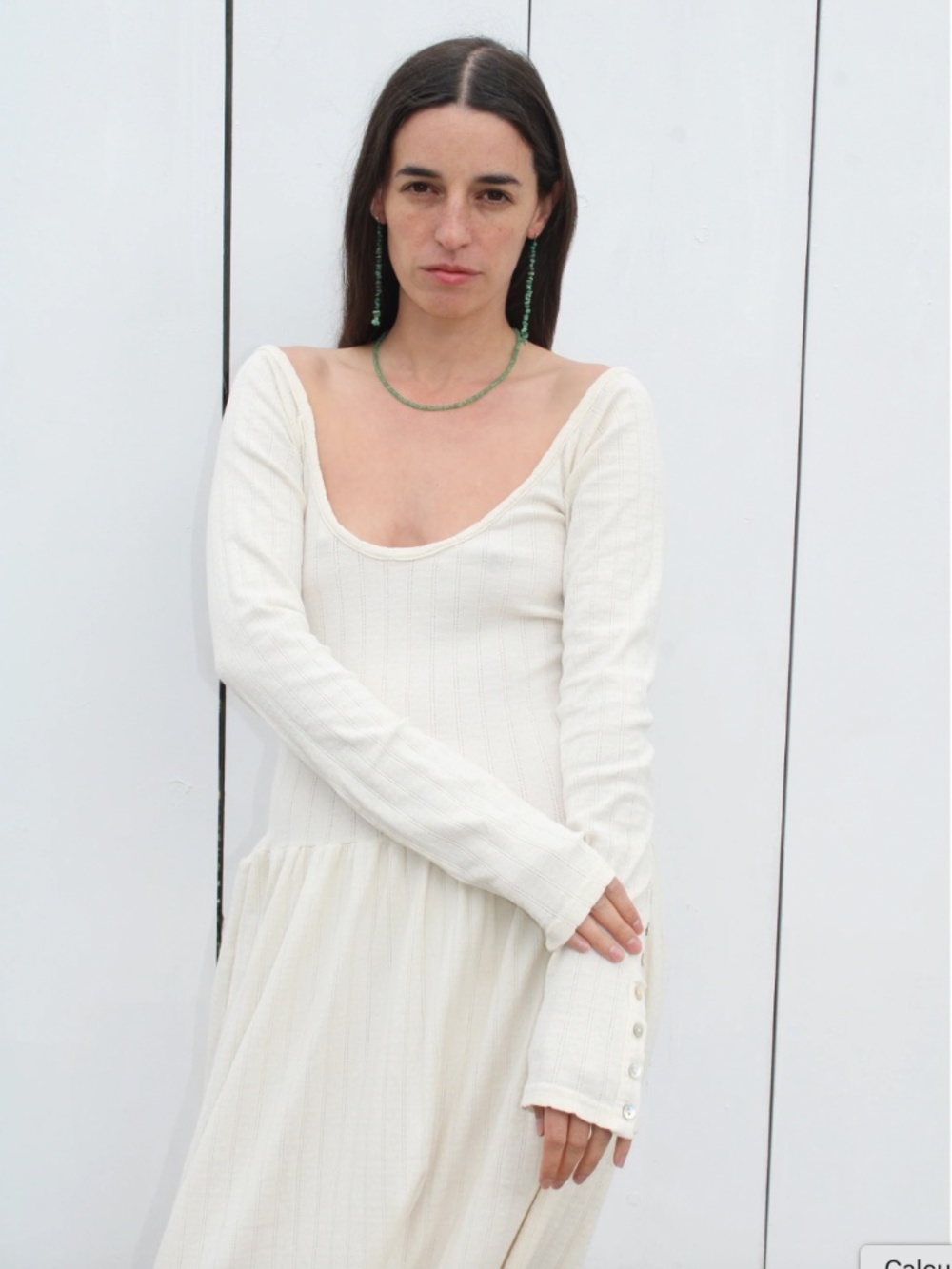 EMMA ROTHKOPF PINA SCOOP NECK DRESS IN CREAM POINTELLE